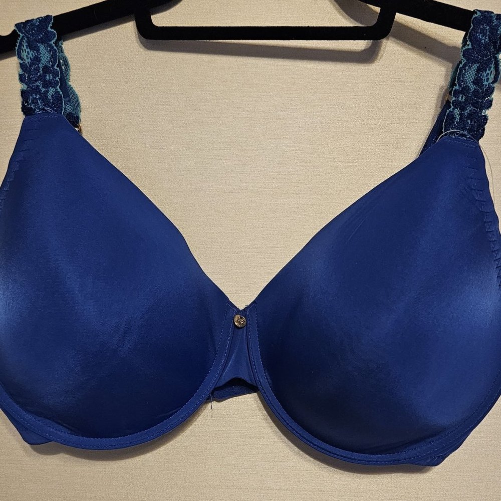 Natori Pure Luxe Full Fit with Lace Detail Mongolian Blue/Lake Blue NWT 36DDD